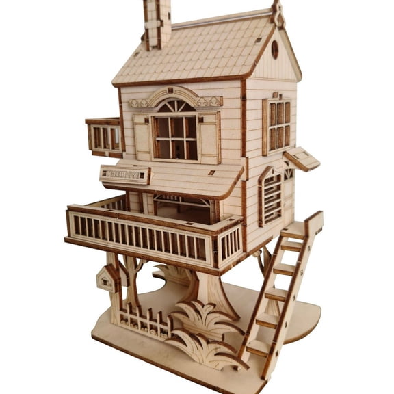 DIY 3D Wooden Treehouse Assembly Model Laser Cutting Craft Kit for Adults Desktop Decoration