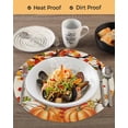 thumbnail image 3 of 15 Inch Round Placemats Set of 6, Orange Pumpkins Fall Non Slip Heat Insulation PP Table Mats, Maple Leaf Thanksgiving Botanical Rustic Washable Place Mats for Kitchen Dining Party Table Decor, 3 of 7