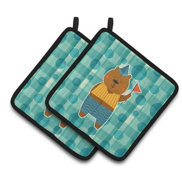 Caroline's Treasures Celebration Bear Pair of Pot Holders