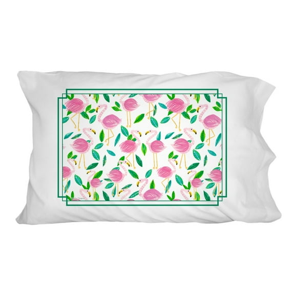 Cute Flamingos and Leaves Novelty Bedding Pillowcase