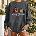 thumbnail image 2 of Scyoekwg Merry Christmas Sweatshirt for Women Long Sleeve Tops Casual Loose Round Neck Fleece Sweatshirts Leopard Plaid Christmas Tree Print Graphic Sweatshirt Pullover #B=Dark Gray XXL(12), 2 of 7