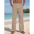 thumbnail image 2 of GIRUNS Men's Casual Pants Elastic Waist Lightweight Drawstring Trousers Summer Beach Pants Brown L, 2 of 7