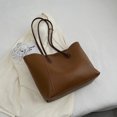 thumbnail image 3 of Bolsos de mano sencillos de gran capacidad para mujer 2022, bolso de mano informal de cuero de PU para mujer, bolso de compras de viaje de color sólido, bolso bandolera, 3 of 5