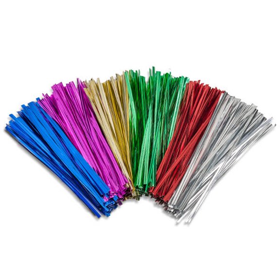 Pack Of 1000, 4" Solid Metallic Twist Ties Assortment (Gold, Silver, Green, Red & Hot Pink) 5 - 6 Colors 27 Gauge Wire