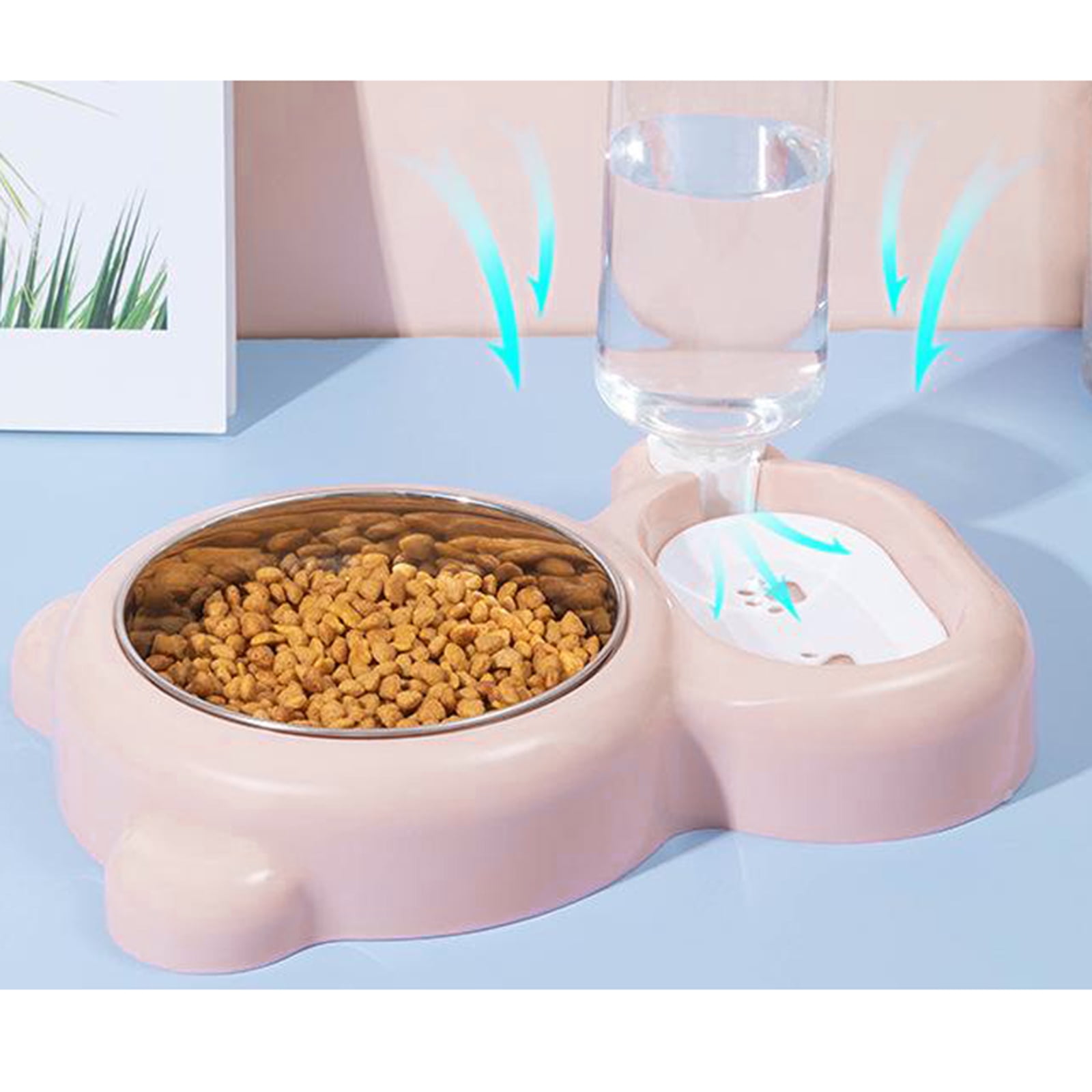double puppy Bowls Pets Water and Food Bowl Set Pet Bowls Dish, Water Feeder with Automatic Water Bottle for Small Aniamls Rabbits Cats Dog