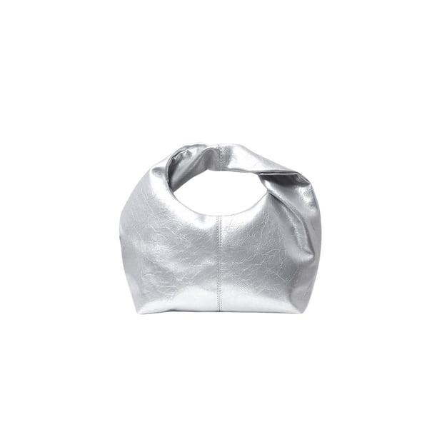 Bolso de mano Verdusa, estilo hobo fruncido, tamaño mini plateado, para mujer