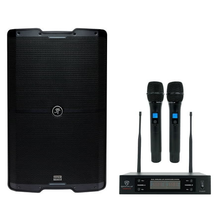 Mackie SRM215 V-Class 15” 2000w Bluetooth Active PA DJ Speaker Wireless UHF Mics
