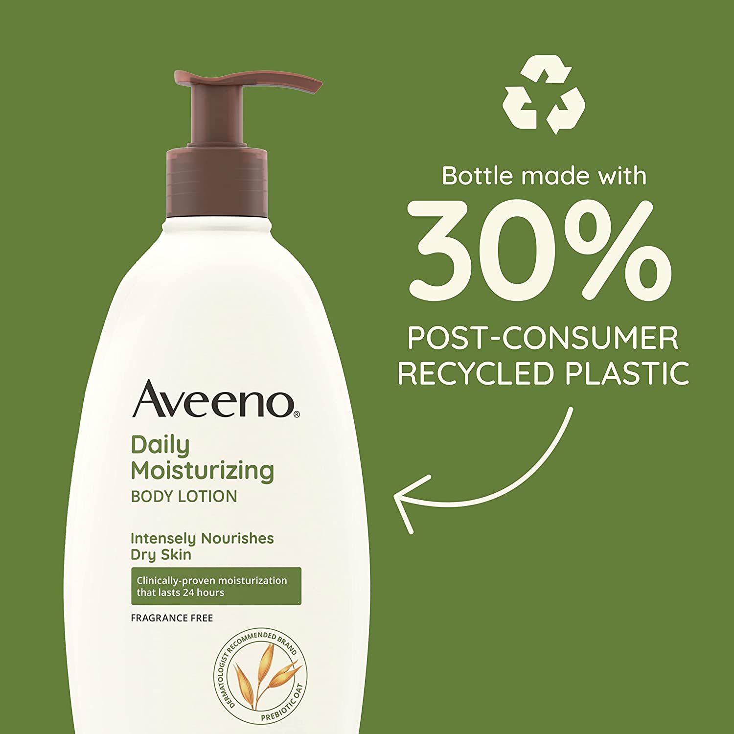 Aveeno Daily Moisturizing Body Lotion with Soothing Oat and Rich Emollients to Nourish Dry Skin, Fragrance-Free, 18 fl. oz 18 Fl Oz (Pack of 1) - image 2 of 6