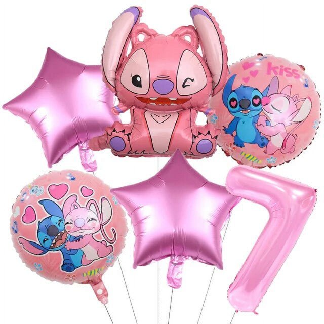 Conjunto de suministros para fiesta temática de Lilo y Stitch, cartel de feliz cumpleaños, decoración para pastel, globos 3D, Baby Shower, recuerdos de fiesta para niños y niñas