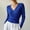 Blue, variant on Womens Wrap V Neck Top Long Sleeve Ribbed Knit Surplice Pullover Tops Elegant Slim Fit Casual Cropped Sweater