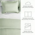 thumbnail image 6 of Noble Linens Sage Puffed Chevron Print Duvet Set 3-Piece Duvet Cover Set, Full/Queen, 6 of 12