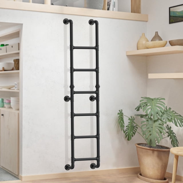 Escalera de metal de 6 peldaños montada en la pared, escalera de escape de pozo de ventana de sótano y emergencia de incendio, para ascenso en ático d