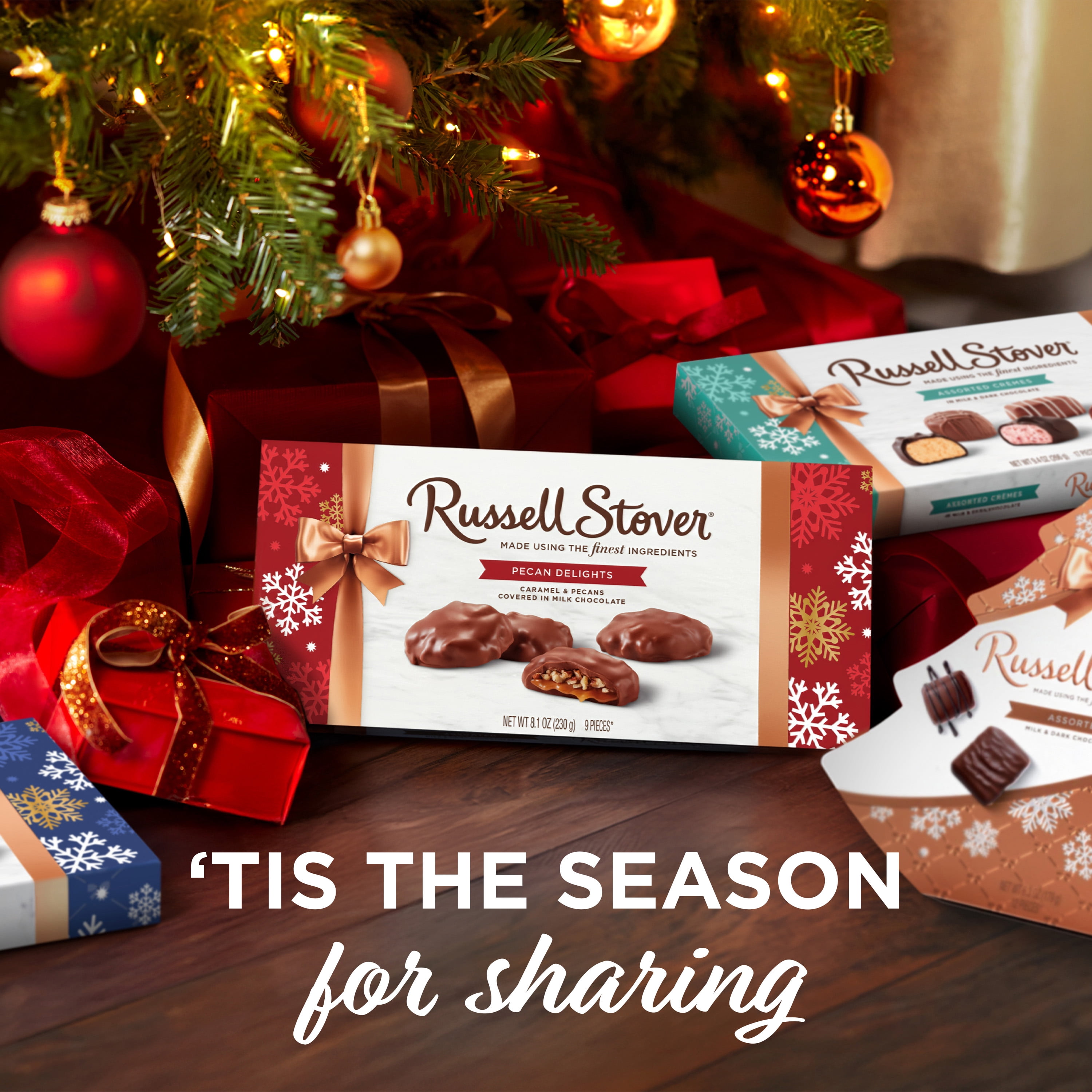 (2 pack) RUSSELL STOVER Christmas Milk Chocolate Pecan Delight Gift Box, 8.1 oz. (9 Pieces)