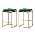 thumbnail image 6 of Weston Home Oddie Gold Finish Button Tufted Velvet Counter Height Stools, Set of 2, Green, 6 of 11