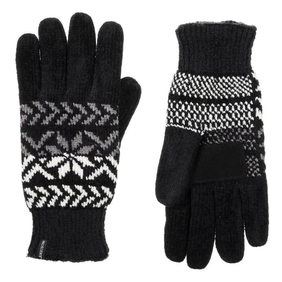 Isotoner Women’s Chenille Snowflake Gloves (Black, OS) - 30423