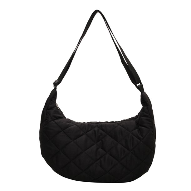 Bolso Mujer Abajo Crescent Acolchado Messenger Suave Trabajo Viaje Negro