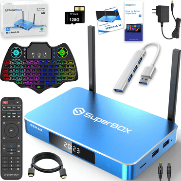 Superbox S5 Max 2025 Fully Loaded 4G RAM & 64G ROM, with Voice Remote and Accessories,  6K HDMI, 2T2R Dual Band Wifi