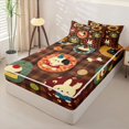 thumbnail image 2 of Homewish Kawaii Dog Rabbit Cat Zipper Full Size Comforter Sets with Fitted Sheet and 2 Pillowcases,Brown Plaid Zipper Bedding Set,Vintage Animal Decor,Polkadot Reversible,4pcs, 2 of 8