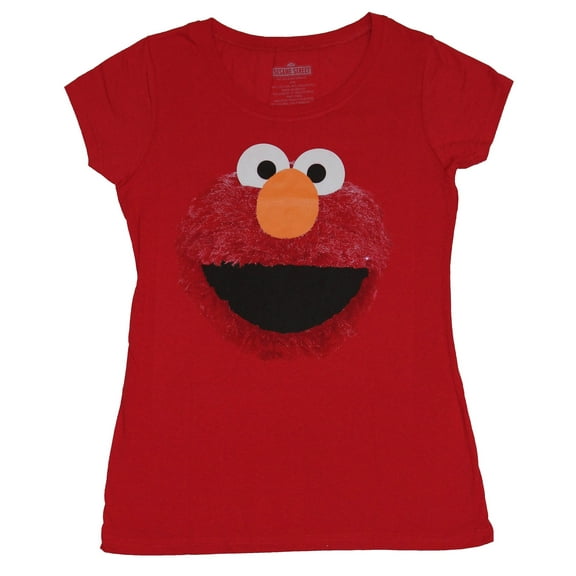 Sesame Street Girls Juniors T-Shirt - Photo Realistic Elmo Face