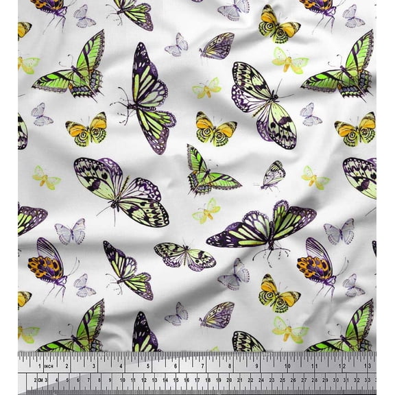 Soimoi Satin Silk Fabric Butterflies Butterfly Decor Fabric Printed Yard 42 Inch Wide