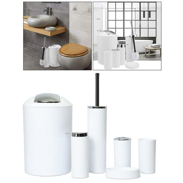 6 Pcs Bathroom Accessories Set, Gift Set for Hotel bar Bathroom - White
