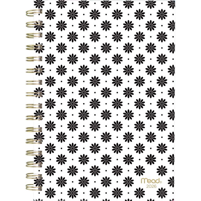 2026 Mead® B&W Flower Small Weekly Clear Poly Cover Planner