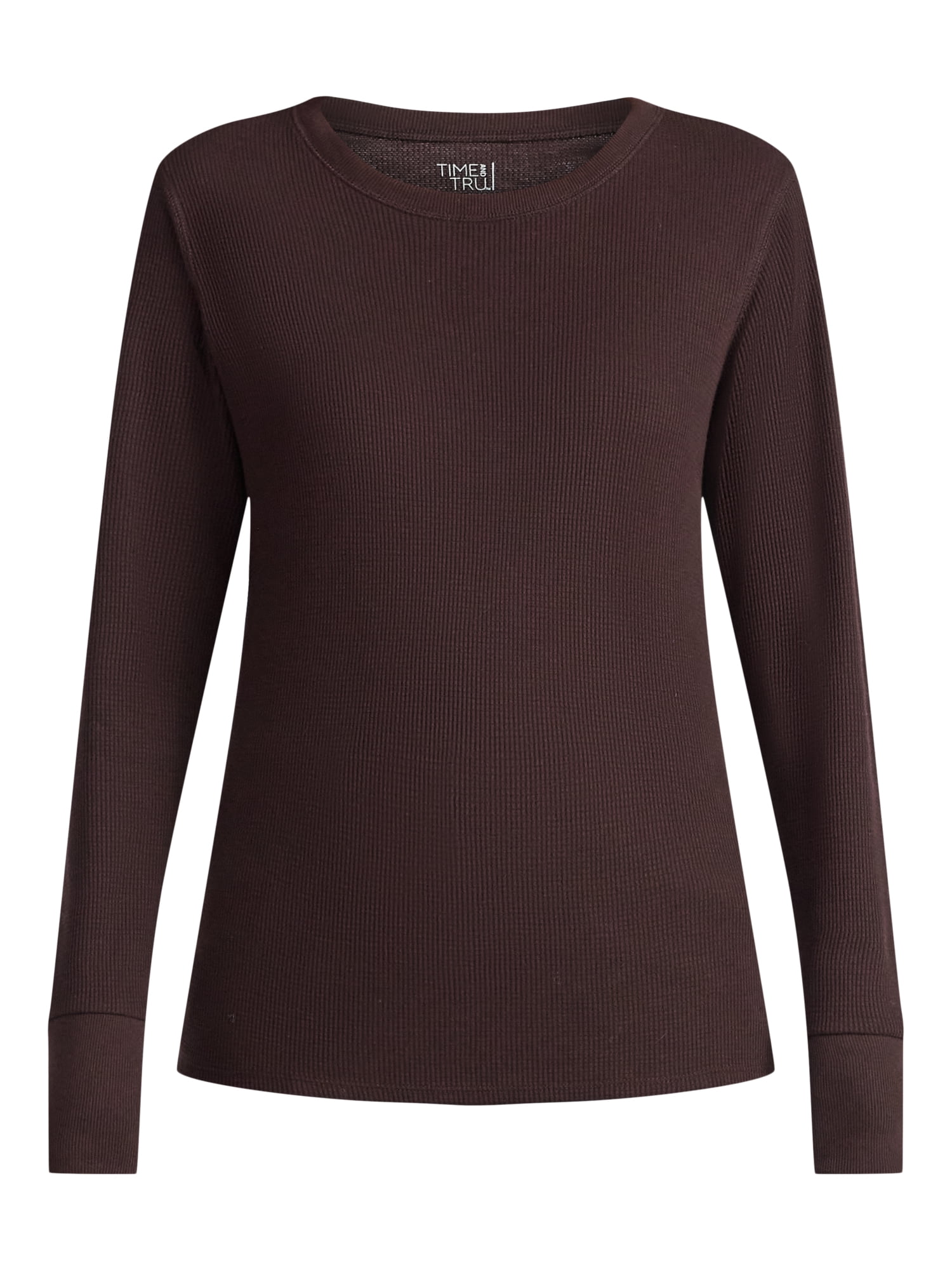 Time and Tru Women's Thermal Tee with Long Sleeves, Size XS-XXXL