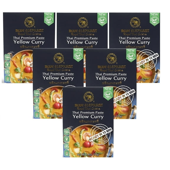 Blue Elephant Royal Thai Cuisine Yellow Curry Paste, 6 Pack, 6 x 2.4 oz