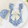 thumbnail image 4 of Gelikeya Girls Swimsuits Size 2-3 Ruffle Swimsuit Bathing Suit with Hat 2 Piece Swimwear for Summer Holiday Beachwear Swimming Wear (Toddlers, Z07 Blue), 4 of 7