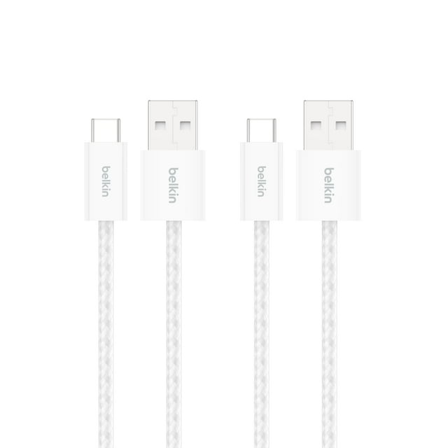 Cable USB-A a USB-C trenzado Belkin de 1 m, blanco (paquete de 2)