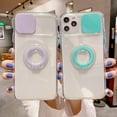 thumbnail image 2 of Compatible with iPhone 13 Case with Ring Holder for Girl Women,Clear Silicone Shockproof Soft TPU Back Slide Camera Cover Case for iPhone 13 6.1 inch, 2 of 7