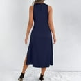 thumbnail image 6 of Women's Sleeveless Round Neck Split Hem Dress - Flowy Casual Summer Party Outfit - Loose Fit - XS-XXL Sizes, 6 of 8