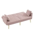 thumbnail image 4 of paprsso Convertible Velvet Futon Sofa Bed, Modern Loveseat Sleeper Sofa Couch with 3 Adjustable Positions and Two Pillows, Suitable for Living Room, Bedroom, Small Space (Pink), 4 of 6