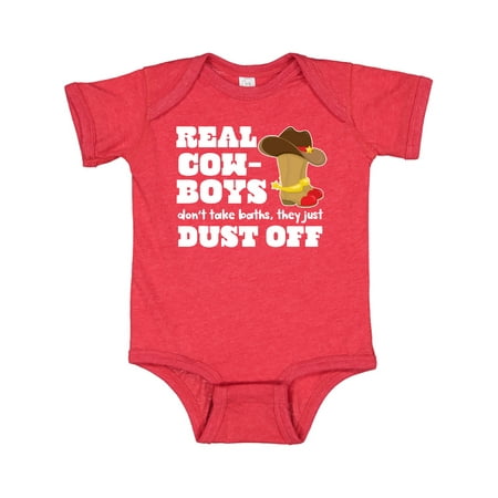 

Inktastic Boys Real Cowboys Don t Take Baths They Dust Off Gift Baby Boy Bodysuit
