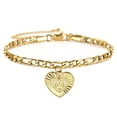 thumbnail image 3 of Hermah Gold Heart Initial Letter Anklet for Women Figaro Foot Chain, 3 of 7