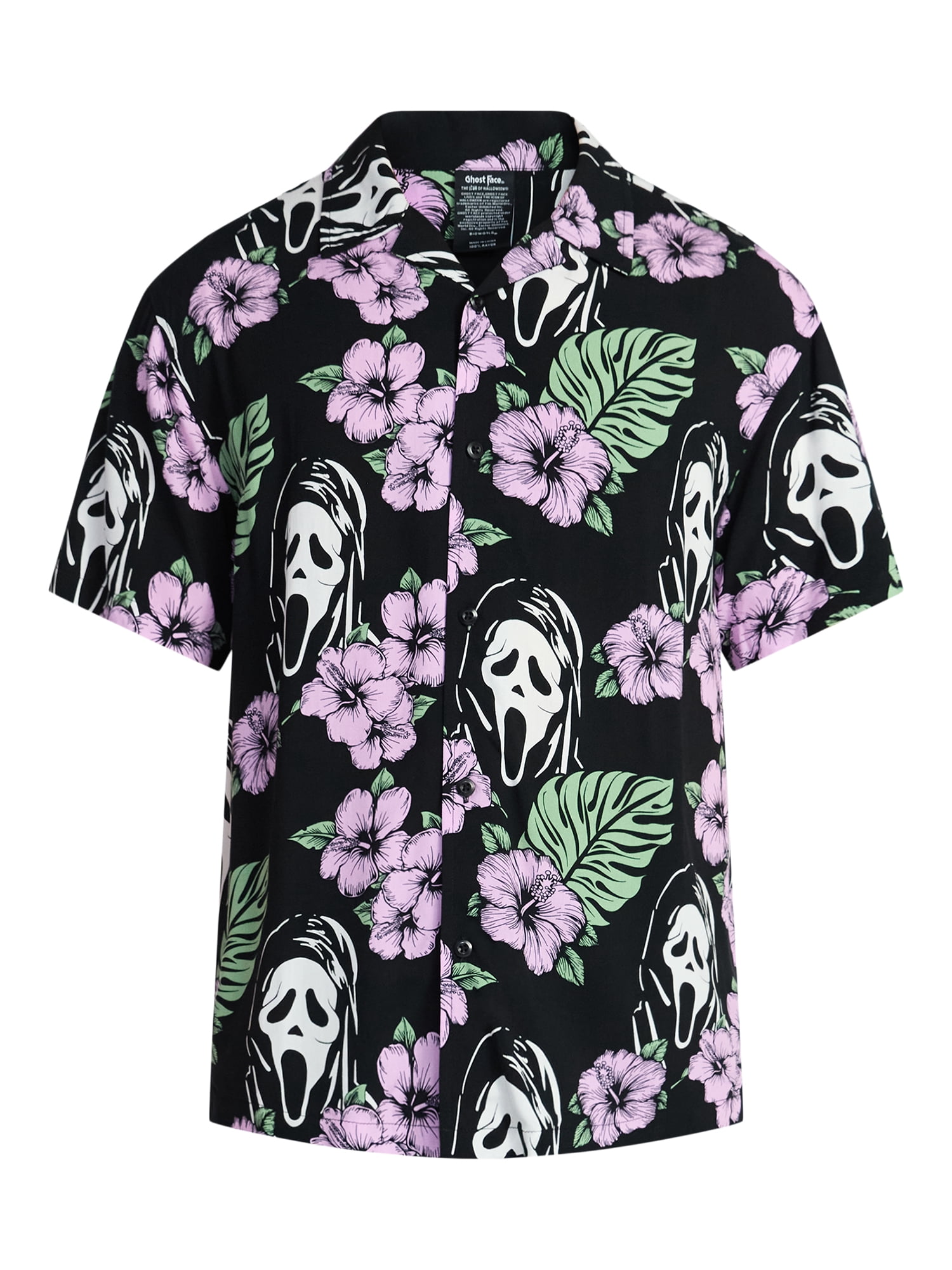 Ghost Face Men's and Big Men's Print Resort Shirt, Sizes XS-5XL