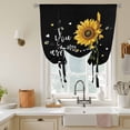 thumbnail image 3 of Sunflower Flower Tie Up Curtain 45 Inches Long, You Are My Sunshine Bee Spring Plant Black Balloon Style Kitchen Window Curtain Over Sink, Small Window Rod Pocket Curtain 34"x45", 3 of 9