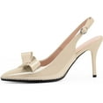 thumbnail image 2 of Women's Sexy Slingbacks Bow Stiletto Heels Closed Pointed Toe Pumps Bead Buckle Strap High Heels Dress Shoes, 2 of 6