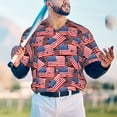 thumbnail image 5 of Zufioo America Flags1 Print Men's Baseball Short Sleeve, Moisture Wicking Button-Down Hip Hop Tee-3X-Large, 5 of 7
