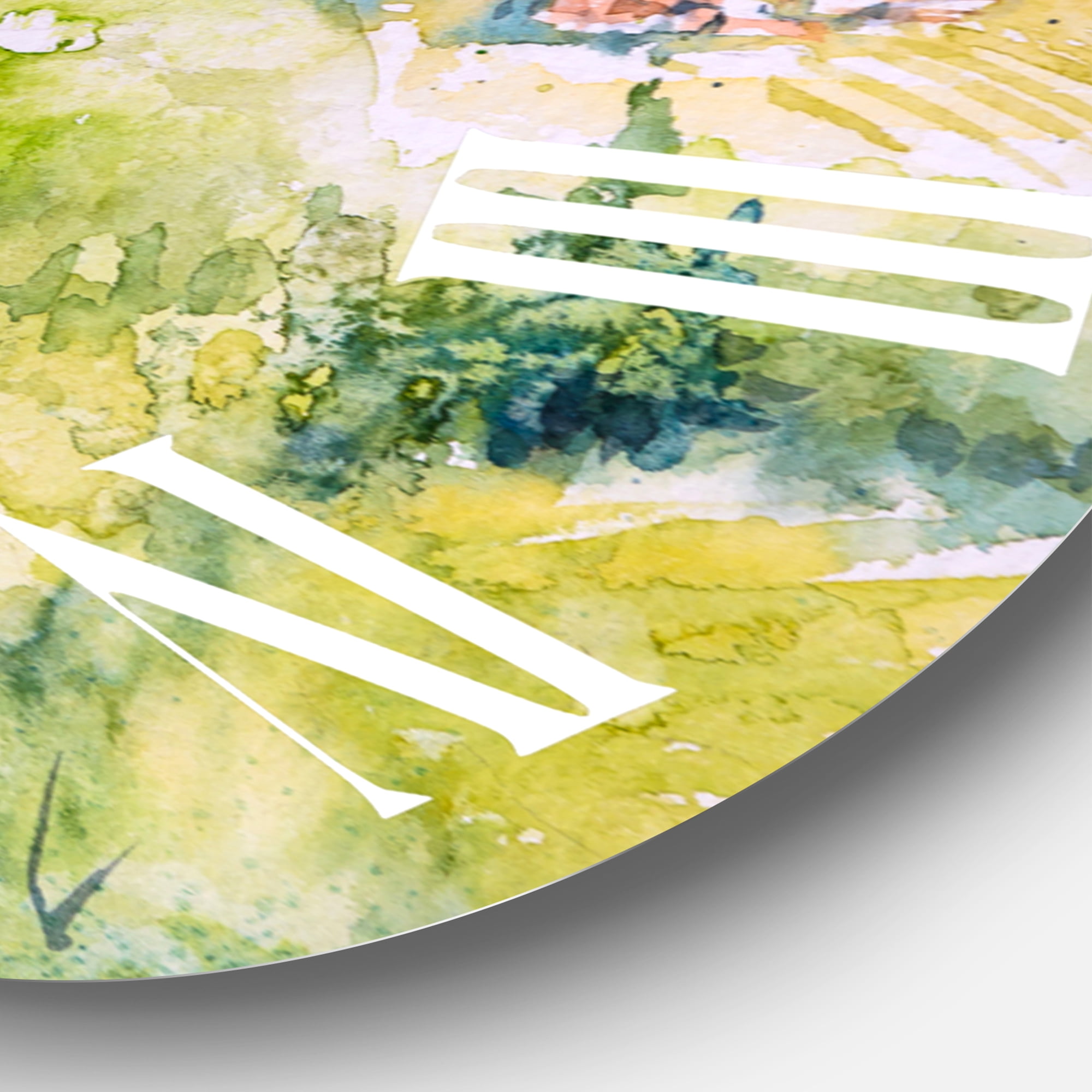 Designart 'Blossoming Green Fields In Countryside' Country Wall Clock