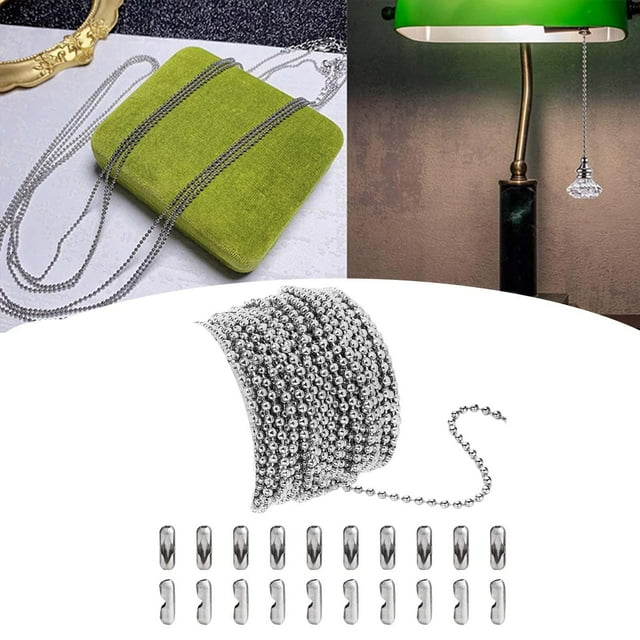 Cadena de bolitas Perfecl 20 piezas acero inoxidable collar de bricolaje llavero