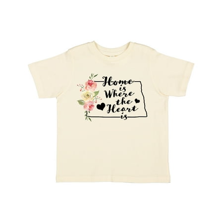 

Inktastic North Dakota Home is Where the Heart is with Watercolor Gift Toddler Boy or Toddler Girl T-Shirt