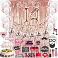 thumbnail image 4 of 14th Birthday Decoration Rose Gold, 14 Party Supplies Decoration, 14th Sash, 14 Cake Topper, 14th Photo Props, confetti Balloons, Curtain, 4 of 4