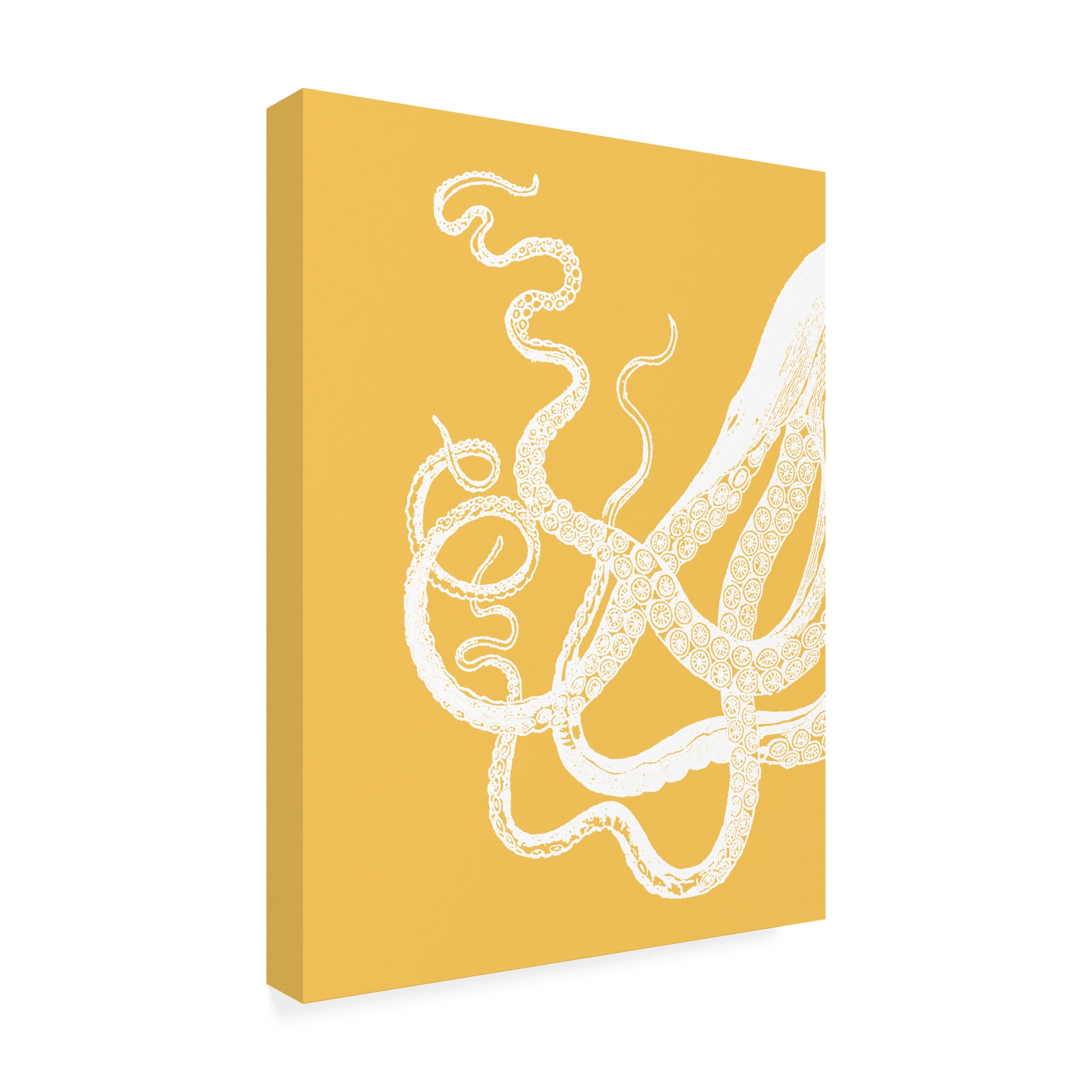 Trademark Fine Art 'Octopus Tentacles White On Mustard' Canvas Art by Fab Funky