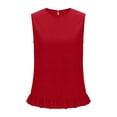 thumbnail image 4 of fatyb Women's Tank Tops Ruffle Hem Sleeveless Tshirts Crewneck Casual Plain Lightweight Summer Blouses, 4 of 6