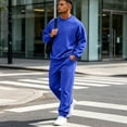 thumbnail image 7 of Dwellite Men’s 2 Piece Sweatsuit Set 2026 Crewneck Sweatshirt and Joggers Sets Casual Athletic Workout Lounge Outfit with Pockets Blue 3XL, 7 of 7
