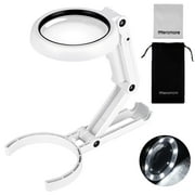 Magnifying Glass with 8 LED Lights, Meromore Foldable Lighted Magnifier with 5x 11x High Magnification for Reading Books, Jewelers Loupe, Coins, Craft & Hobbies