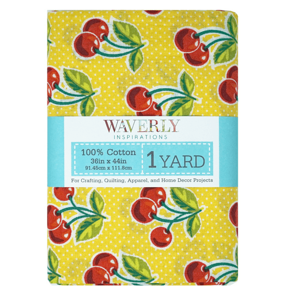 Waverly Inspirations 1 Yard Cut 100% Cotton Prints Fabric Cherries Spa 44" Wide for Quilting & Sewing
