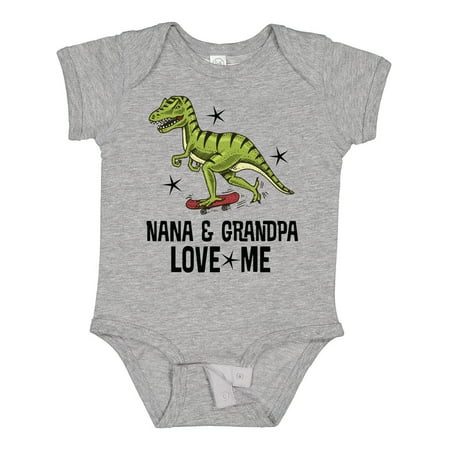 

Inktastic Nana and Grandpa Love Me Dinosaur Grandson Gift Baby Boy Bodysuit