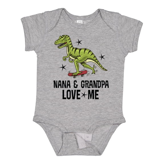 Inktastic Nana and Grandpa Love Me Dinosaur Grandson Boys Baby Bodysuit